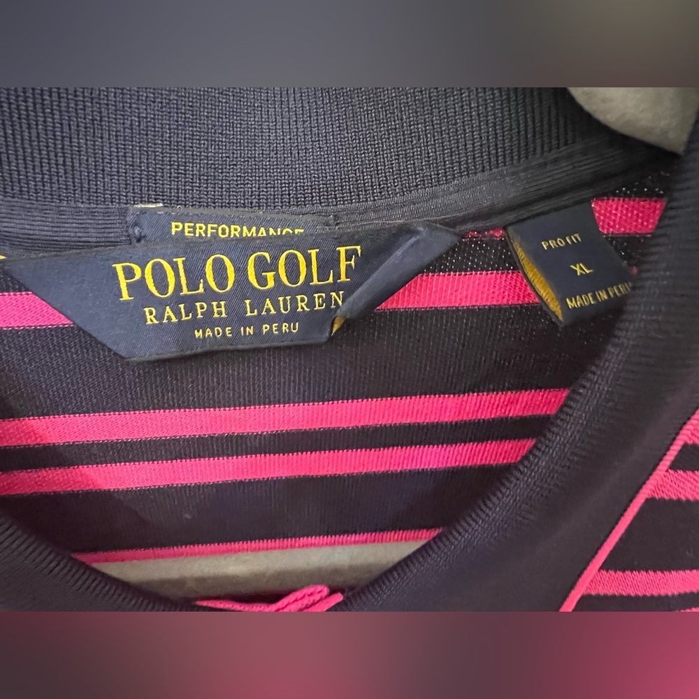 Polo Golf Ralph Lauren Performance Shirt Navy & Pink Embroidered Logo Men’s XL - Picture 6 of 9